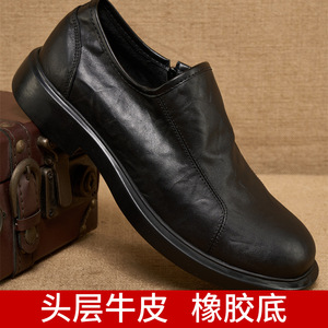 Chaussures décontractées pour hommes en cuir véritable, à enfiler, bout rond, semelle extérieure en caoutchouc, semelle intermédiaire en EVA, légères, toutes saisons, marron, noir - Product Image 5