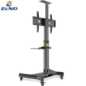 Supporto professionale di rotolamento <span class=keywords><strong>TV</strong></span> per <span class=keywords><strong>sala</strong></span> conferenze, carrello di visualizzazione regolabile in altezza con piastra superiore per fotocamera e Router - Product Image 4