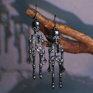 Pendientes de esqueleto de aleación de zinc galvanizados, joyería de moda unisex para Halloween - Product Image 2
