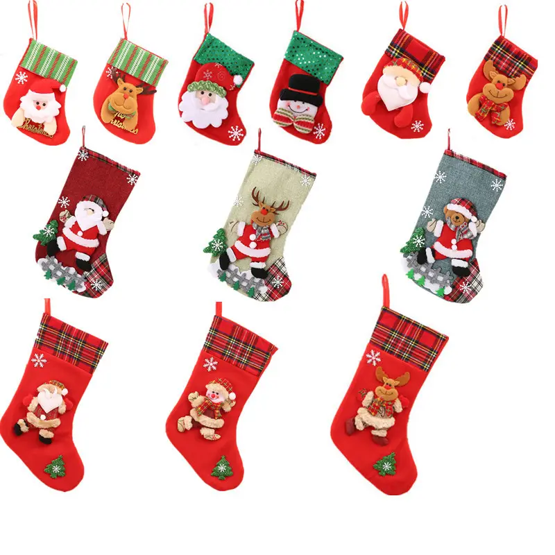 Meias personalizadas para presente, meias de algodão de linho com pingente de natal e 32 cores