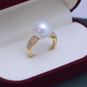 Anillo de Perlas Redondas de Agua Dulce Blancas de 11-12 mm de Edison Zhuji, Luz Intensa, Pequeñas Imperfecciones, Anillo de Plata S925 - Product Image 1