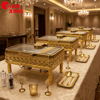 TIANXING 9L Réchaud de Buffet Hydraulique de Luxe en Acier Inoxydable Doré, Ensemble de Maintien au Chaud Commercial pour Salles de Banquet