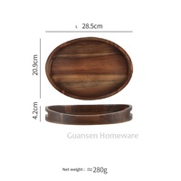 Plateau de service moderne et écologique en bois d'acacia personnalisable avec poignées Design de vaisselle jetable pour hôtel et restaurant