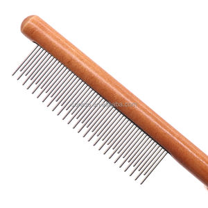 أدوات مصنعة احترافية مقبض خشبي من الفولاذ المقاوم للصدأ أسنان للحيوانات الأليفة القطط الكلاب تشذيب الشعر طقم أدوات لإزالة التشابك والعقد - Product Image 6