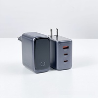Cargador de Pared GaN de 100W con Pantalla TFT Inteligente, Enchufe Plegable, 2 Puertos Tipo C + USB, Carga Rápida de Protocolo Completo, Adaptador OTP de 30W
