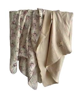 ผ้ากอซมัสลินนุ่มสําหรับเด็ก 2 ชั้นผ้าห่มพันเด็กผ้าฝ้ายอินทรีย์ระบายอากาศวินเทจดอกไม้ห่อตัวนอน - Product Image 2