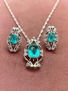 Natural Gemstone Fashion Jewelry Set with Elegant Pendant and Earrings Using <b>Real</b> Quartz <b>Crystal</b> Material Sterling Silver - Product Image 1