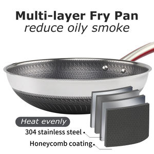 Poêle à frire double antiadhésive multi-tailles en nid d'abeille de 32 cm, acier inoxydable 304 de qualité alimentaire, poêle à frire 304, poêle à griller pour steak - Product Image 4