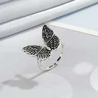 Bague personnalisée en alliage d'argent antique pour animaux Bague créative lapin hérisson écureuil hibou papillon bijoux pour hommes