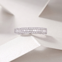 Bague de luxe en argent sterling S925 incrustée de baguettes, bijoux fins pour femmes, bague de fiançailles en moissanite VVS, plaquée or, bague classique