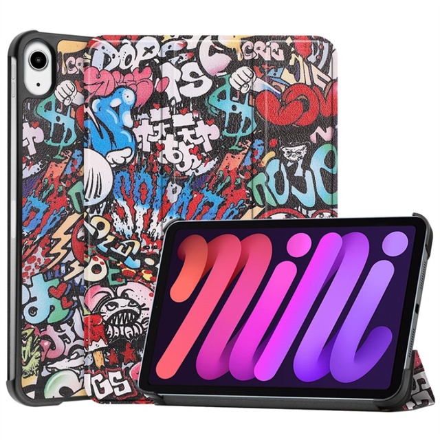PU Leather Case for iPad Mini 6 Auto Wake Sleep Slim Lightweight Trifold Flip Cover with Smart Stand Magnetic Closure