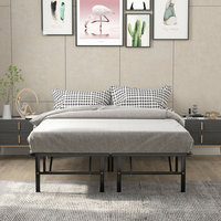 Kainice Moderne Queens Taille Tubulaire En Acier Auberge Pliable En Métal Cadres De Lit Espace De Stockage Base De Lit École Chambre Appartement