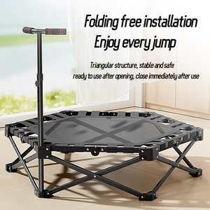 Unisex Mini Gymnastics <strong>Trampoline</strong> Foldable Indoor/Outdoor Workout Adjustable Foam Handle Safe for Kids Adults PP PVC Material - Product Image 4