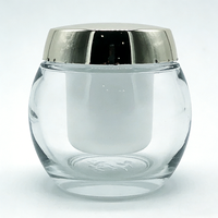 Contenants cosmétiques vides en verre sphériques de forme ronde avec logo personnalisé, 30g, 50g, 100g, rechargeables, avec récipient intérieur