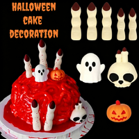 Décorations de gâteau d'Halloween : Ensemble de décorations avec démon, citrouille, fantôme, doigts de squelette pour gâteaux d'anniversaire d'enfants et décorations de gâteaux DIY