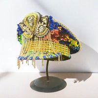 Chapeau de capitaine steampunk en strass à faible MOQ, chapeau de pirate avec logo personnalisé, idéal pour les fêtes steampunk et les foires à vapeur