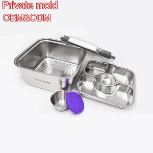 Conteneur à salade en acier inoxydable écologique OCPO HOME 60oz, plateau à vinaigrette à 3 compartiments, bols en métal imprimés en 3D, vente en gros, personnalisable - Product Image 3