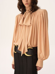 Casual and Lazy Style <b>Shirt</b> for <b>Women</b> 2026 New Lace up Style Spliced Solid Color <b>Long</b> Sleeved Top - Product Image 3