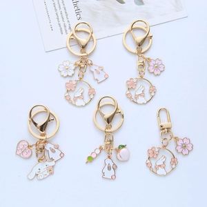 Cute Cartoon Rabbit Keychain for Women Girls Fashion <b>Sweet</b> Enamel Drop Oil <b>Flower</b> Keychain Bag Key Pendant Gift - Product Image 1