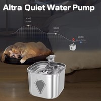 Fontaine à eau automatique pour animaux de compagnie la plus vendue, 2,2 L, distributeur d'eau pour animaux de compagnie en acier inoxydable 304 avec filtre pour fontaine à eau pour chat