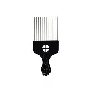 Peigne Afro Professionnel de Coiffure pour Barbiers, Manche en Plastique, Dents Métalliques, Outil de Coiffage <span class=keywords><strong>Cheveux</strong></span> Frisés pour <span class=keywords><strong>Homme</strong></span> Noir - Product Image 5
