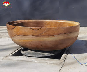 Gelbe Holz marmor handgemachte Schnitzerei freistehende Badewanne Natur beige Holz marmor ovale Badewanne für Badezimmer Hotel Projekt - Product Image 5