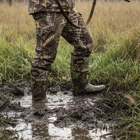 Vente en gros Bottes de randonnée camouflage imperméables pour hommes Bottes de chasse en caoutchouc néoprène résistant à l'usure pour hommes