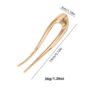 Épingle à cheveux simple en alliage pour femme, pince à cheveux en forme de U avec bordure en corne, accessoire capillaire léger et élégant pour jeune fille - Product Image 3