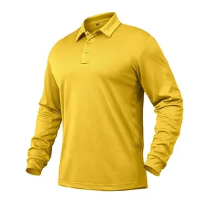 Özel uzun kollu Oem düz Golf T Shirt özel baskı logosu boş 100% Polyester erkek Polo gömlekler
