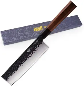 FINDKING 7 인치 입히는 강철 일본 직업적인 8 각형 손잡이 초밥 칼 부엌 Nakiri 칼 부엌 칼