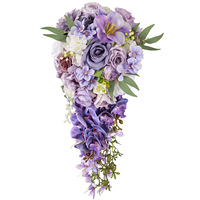 Bouquet de mariée artificiel haut de gamme, bouquet de demoiselle d'honneur - Roses en forme de goutte d'eau, fait à la main, décoration de mariage pour la Saint-Valentin