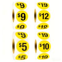 Rouleaux d'étiquettes de prix - Étiquettes autocollantes pré-imprimées avec le montant en dollars pour les expositions, les salons professionnels et l'affichage en magasin