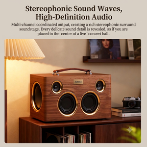 ME-08 Altoparlante Vintage in Legno, Subwoofer HiFi con Suono Surround 3D ad Alto Volume, Audio da Scrivania per Karaoke e Computer - Product Image 2