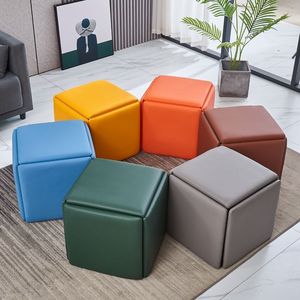 Pouf de rangement moderne 5 en 1 en similicuir pliable avec roulettes universelles pour salon, salle à manger, bureau - Product Image 3
