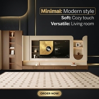 Meuble TV contemporain en noyer avec éclairage LED pour salon, console multimédia, fabrication OEM sur mesure