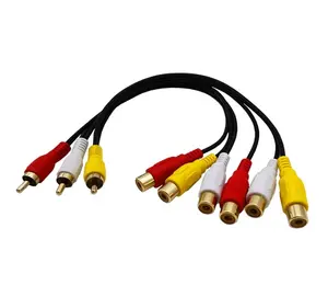 3 RCA MaleにJack 6 RCA Female Plug Splitter Audio Video Av Adapter Cable