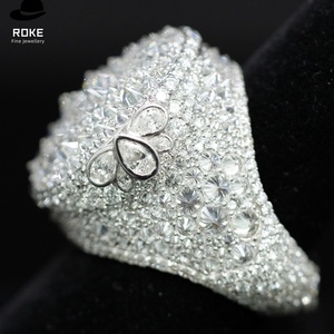 럭셔리 9K-18K 금 남성용 약혼 반지, 모자이크 파베 랩 다이아몬드 & 루비 힙합 반지, IGI/GIA 인증 - Product Image 5