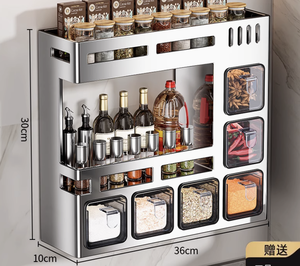 Estante de Almacenamiento de Cocina de Acero Inoxidable <span class=keywords><strong>para</strong></span> Montar en la Pared, Organizador de Condimentos, Sin Perforaciones, Soporte <span class=keywords><strong>para</strong></span> Utensilios y <span class=keywords><strong>Especias</strong></span> - Product Image 6