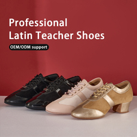 Chaussures de danse latine en cuir véritable avec semelle en daim, confortables pour la cha-cha et la salsa, talons professionnels pour femmes
