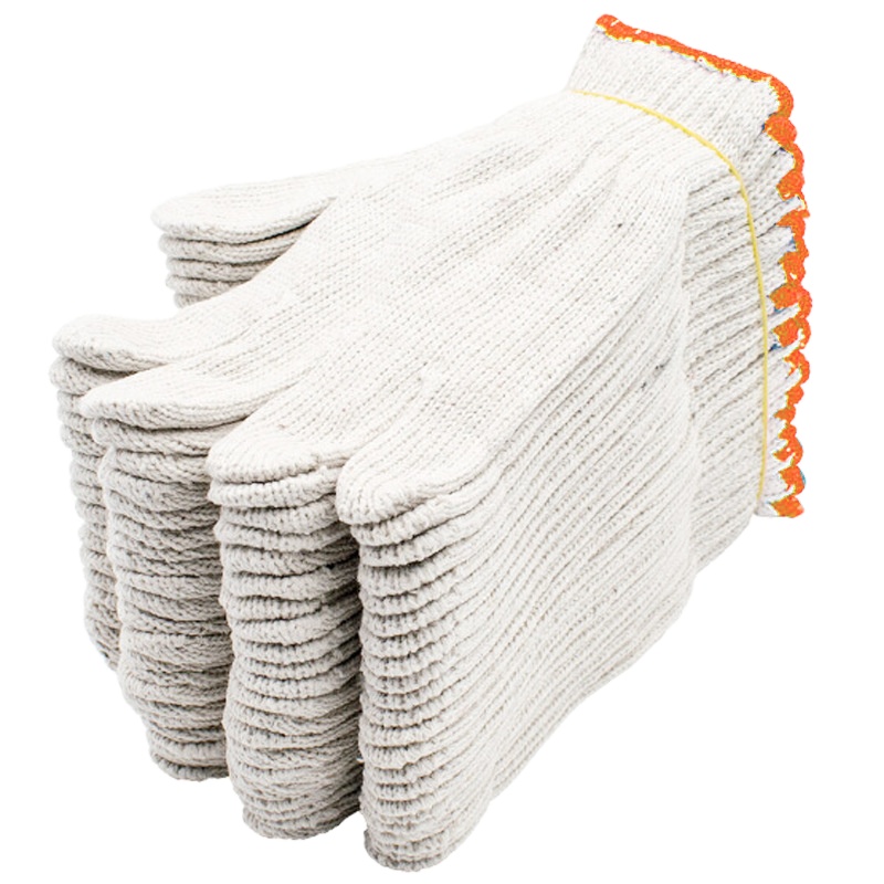 High Quality Washable Hard-wearing Bleached White Knitted Cotton Hand Safety Work Gloves