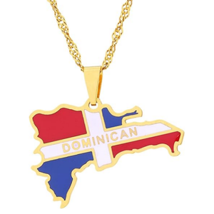 Thép không gỉ Thời Trang Choker Vòng cổ với các nước khác nhau 'bản đồ và cờ quốc gia Mặt dây chuyền - Product Image 6