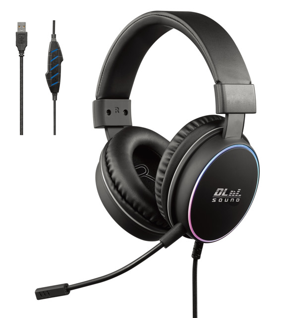 Gaming Headset with Microphone, Compatible with PS4 PS5 Xbox One PC Laptop, Over-Ear Headphones with LED RGB Light