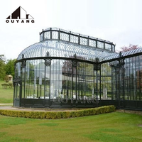 Invernadero de Jardín de Lujo QUYANG, Estilo Victoriano, Techo Arqueado Largo, Hierro Forjado y Vidrio, para Proyectos de Villas