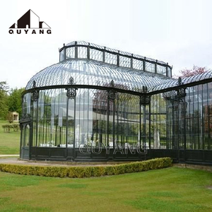 Serre de jardin en fer forgé et verre, style victorien, toit long et arqué, blanc, de luxe, <span class=keywords><strong>pour</strong></span> projet de villa, QUYANG - Product Image 5
