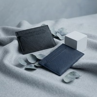 Portefeuille classique en cuir de vachette pour cartes de crédit, idéal pour les promotions bancaires et les cadeaux d'entreprise, en cuir véritable grainé, porte-monnaie, logo personnalisé