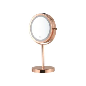 Rose-bengal Lighted Magnifying Cosmetic Led 2024 Makeup Mirror Light Vanity 2X Tabletop Mirrors With Lights MTD060M83