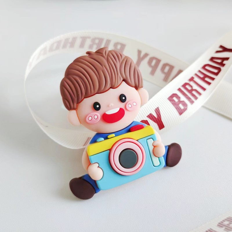 Ragazzo con colla morbida per fotocamera