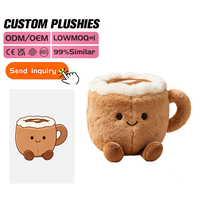 Peluche personnalisée en forme de tasse à café, douce et confortable, directement de l'usine, avec logo personnalisé, jouets en peluche kawaii
