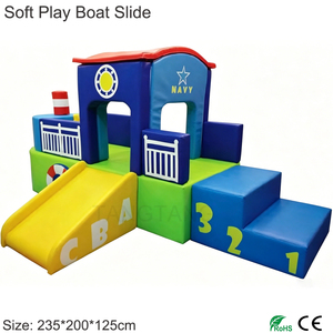 Aire de jeux intérieure pour enfants, structure de jeu souple en forme de bateau avec toboggan et jouets souples, avec structure d'escalade, pour écoles maternelles, maisons, garderies, hôtels, jardins d'enfants, cafés-jeux, certifiée CE - Product Image 6