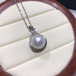 Zhizhen 11-12mm Freshwater Large <b>Pearl</b> Pendant Strong Light S925 Pure <b>Silver</b> Round <b>Necklace</b> Wholesale <b>Necklace</b> Product - Product Image 4